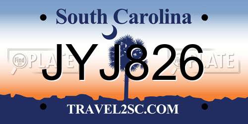 JYJ826 South Carolina License Plate