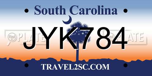 JYK784 South Carolina License Plate