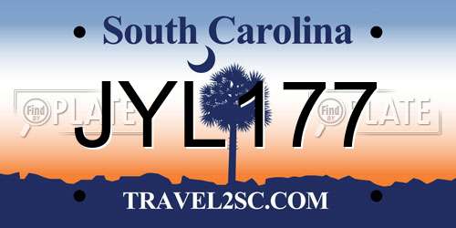 JYL177 South Carolina License Plate