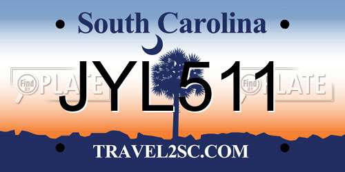 JYL511 South Carolina License Plate