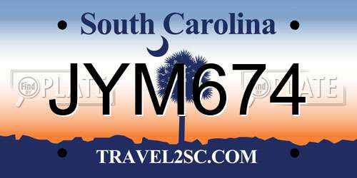 JYM674 South Carolina License Plate