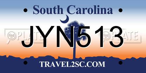 JYN513 South Carolina License Plate