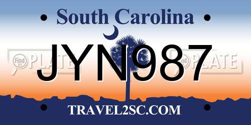 JYN987 South Carolina License Plate