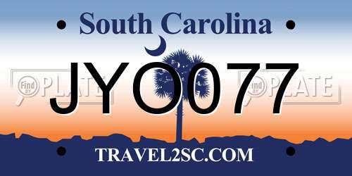 JYO077 South Carolina License Plate