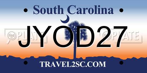 JYOD27 South Carolina License Plate