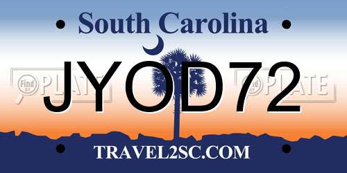 JYOD72 South Carolina License Plate