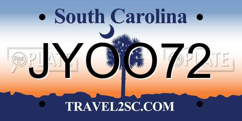 JYOO72 South Carolina License Plate
