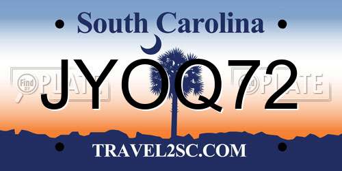 JYOQ72 South Carolina License Plate