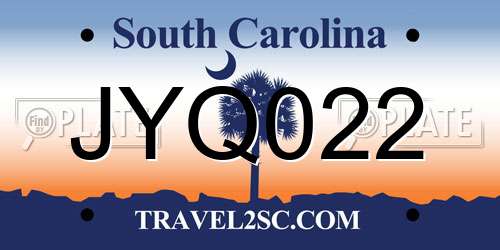 JYQ022 South Carolina License Plate
