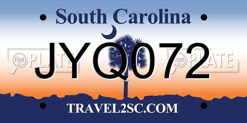 JYQ072 South Carolina License Plate