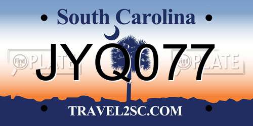 JYQ077 South Carolina License Plate