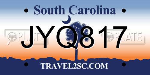 JYQ817 South Carolina License Plate