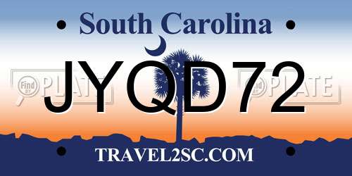 JYQD72 South Carolina License Plate