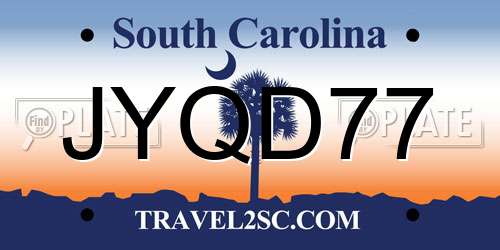 JYQD77 South Carolina License Plate