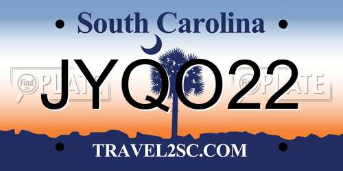 JYQO22 South Carolina License Plate