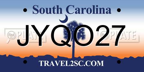 JYQO27 South Carolina License Plate