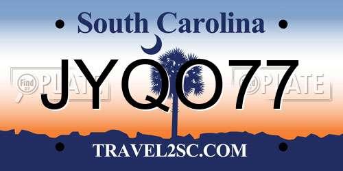 JYQO77 South Carolina License Plate