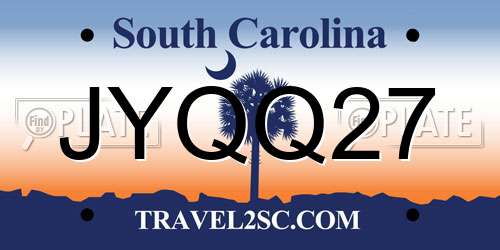 JYQQ27 South Carolina License Plate