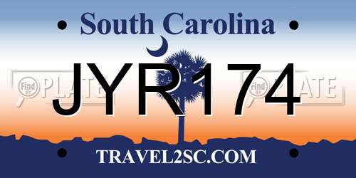 JYR174 South Carolina License Plate