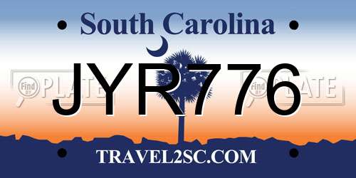JYR776 South Carolina License Plate