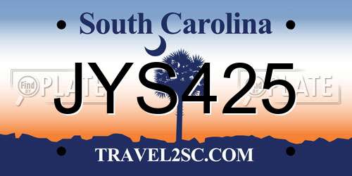 JYS425 South Carolina License Plate