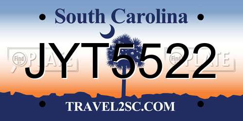 JYT5522 South Carolina License Plate