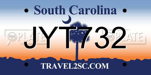 JYT732 South Carolina License Plate