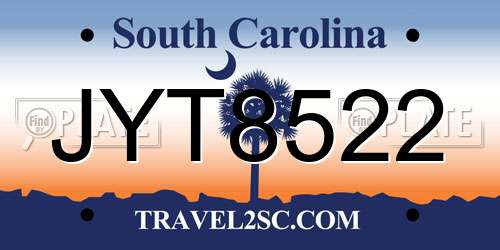 JYT8522 South Carolina License Plate