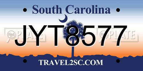 JYT8577 South Carolina License Plate