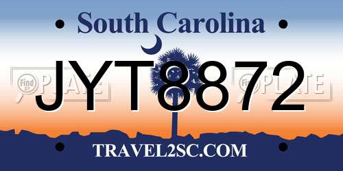 JYT8872 South Carolina License Plate