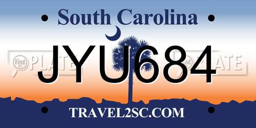 JYU684 South Carolina License Plate