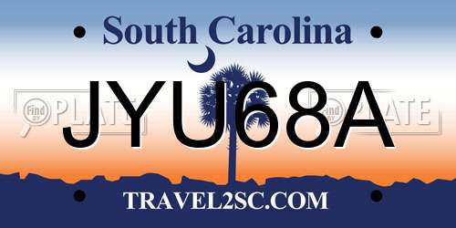 JYU68A South Carolina License Plate