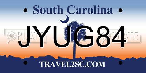 JYUG84 South Carolina License Plate