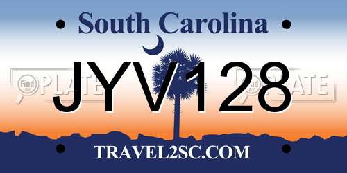 JYV128 South Carolina License Plate
