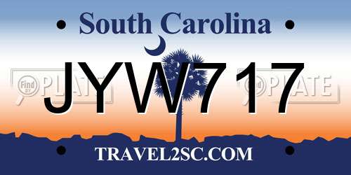 JYW717 South Carolina License Plate