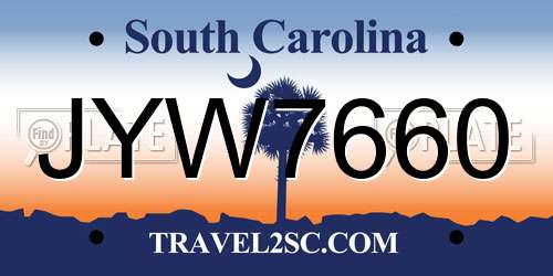 JYW7660 South Carolina License Plate