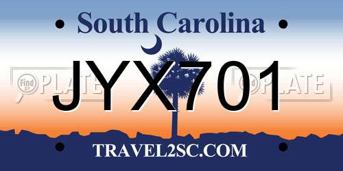 JYX701 South Carolina License Plate