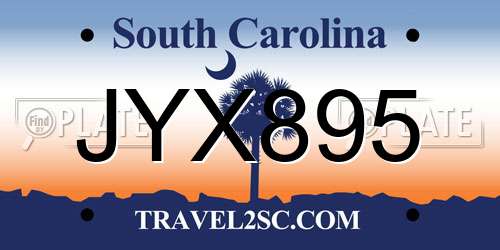 JYX895 South Carolina License Plate