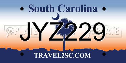 JYZ229 South Carolina License Plate