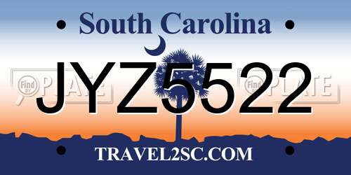 JYZ5522 South Carolina License Plate