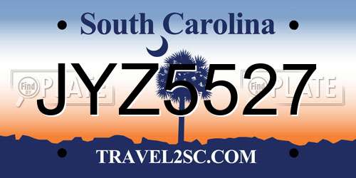 JYZ5527 South Carolina License Plate