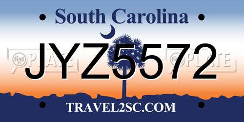 JYZ5572 South Carolina License Plate