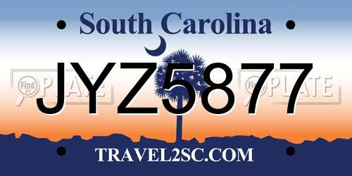 JYZ5877 South Carolina License Plate
