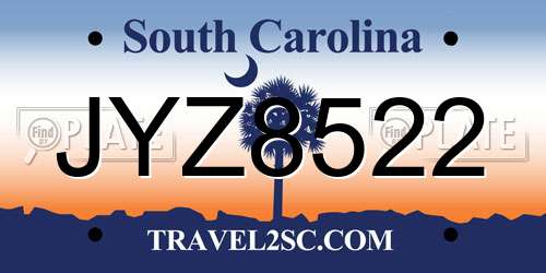 JYZ8522 South Carolina License Plate