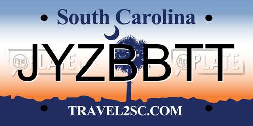 JYZBBTT South Carolina License Plate