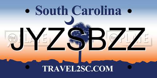 JYZSBZZ South Carolina License Plate