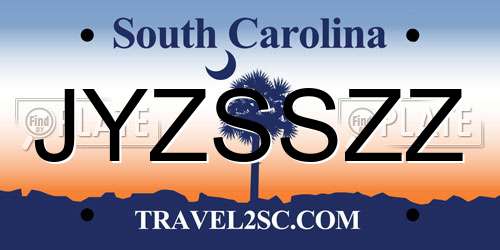 JYZSSZZ South Carolina License Plate