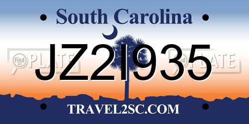 JZ2I935 South Carolina License Plate