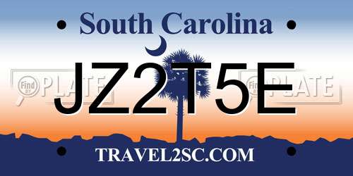 JZ2T5E South Carolina License Plate
