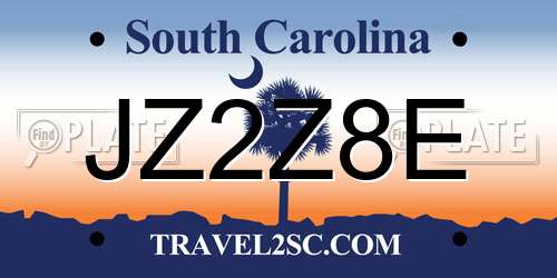 JZ2Z8E South Carolina License Plate